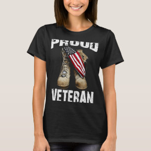 Proud Veteran US Patriotic Combat Boots Gift T-Shirt
