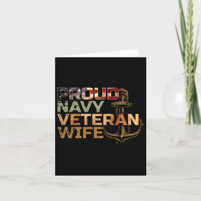 Proud Veteran's Wife Usa American Flag Patriotic  Card (Front)