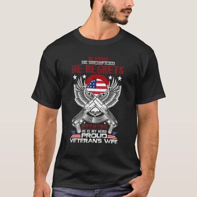 Proud Veteran's Wife Usa Flag Vintage T-Shirt (Front)