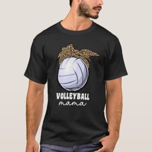 Proud Volleyball Ball Mama For Women Leopard Volle T-Shirt