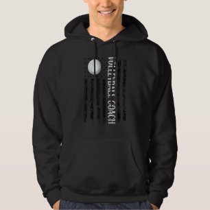 Proud Volleyball Coach Us Flag Volleyball Coaching Hoodie