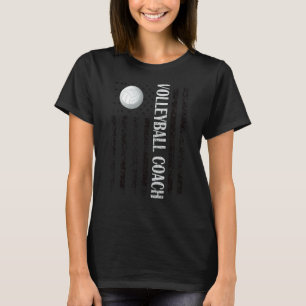 Proud Volleyball Coach Us Flag Volleyball Coaching T-Shirt