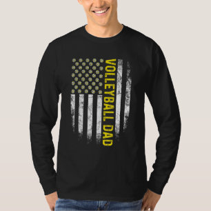 Proud Volleyball Dad Retro USA Flag Sports Best Da T-Shirt
