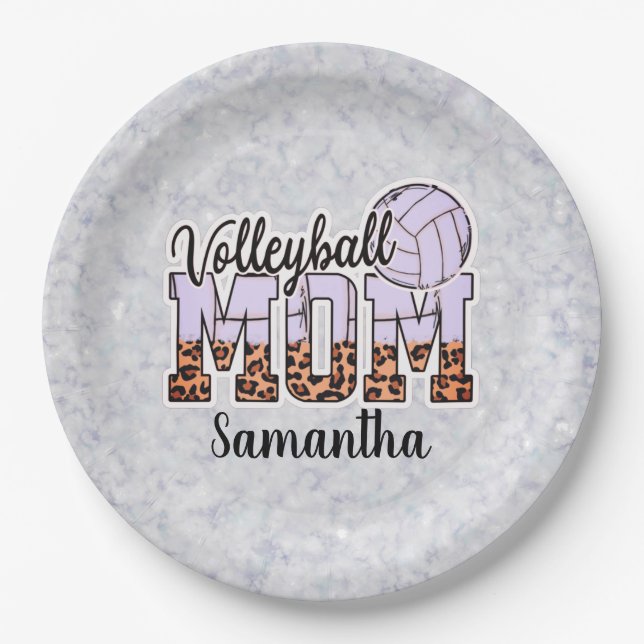 Proud Volleyball Mum – Serving Up Support Paper Plate (Front)