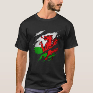 Proud Welshs Torn Ripped Wales Flag T-Shirt