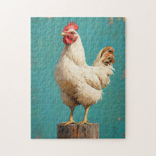 Proud White Chicken Jigsaw Puzzle