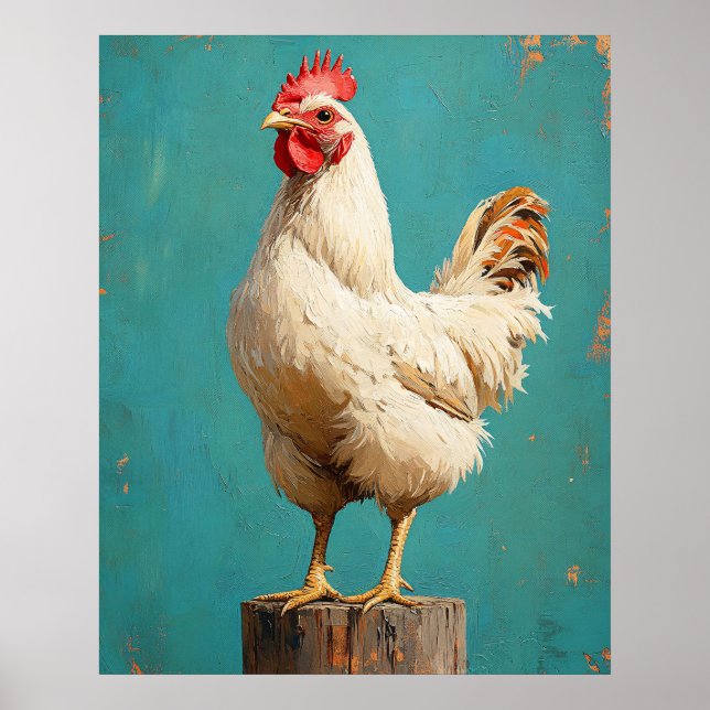 Proud White Chicken Poster (Front)