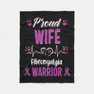 Proud Wife Fibromyalgia Warrior Awareness Ribbon P Fleece Blanket