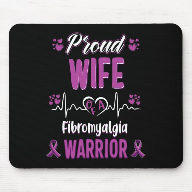 Proud Wife Fibromyalgia Warrior Awareness Ribbon P Mouse Mat (Front)
