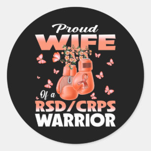 Proud Wife Of A Rsd Crps Warrior Awareness Boxing  Classic Round Sticker