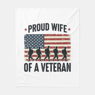 Proud Wife of a Veteran Patriotic Shirt Design (2) Fleece Blanket
