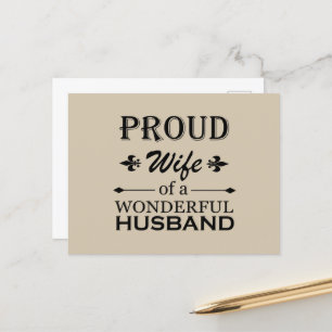 proud wife of a wonderful husband holiday postcard