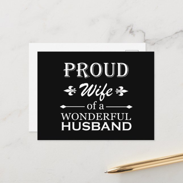proud wife of a wonderful husband holiday postcard (Front/Back In Situ)