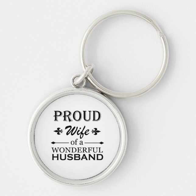 proud wife of a wonderful husband key ring (Front)