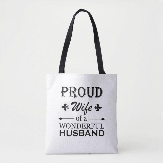 proud wife of a wonderful husband tote bag (Front)