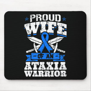 Proud Wife Of An Ataxia Warrior Blue Awareness Rib Mouse Mat