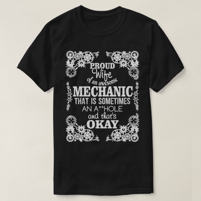 Proud Wife Of An Awesome Mechanic  T-Shirt (Design Front)