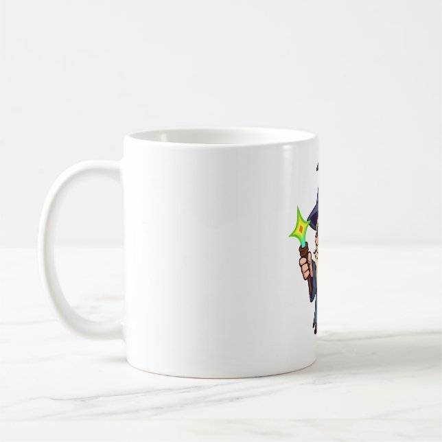 Proud Wizard Glowing Wand Hero Coffee Mug (Left)