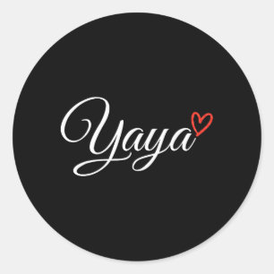 Proud Yaya Greek Grandmother Red Heart Classic Round Sticker