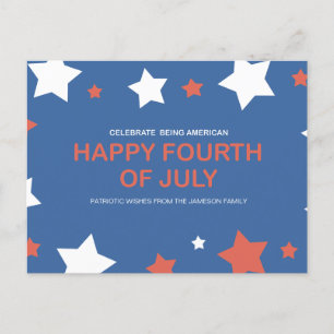 Proudly American, Joyfully Free 4th of July Holiday Postcard