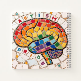 Proudly Autistic Embroidered Rainbow Brain Design  Notebook