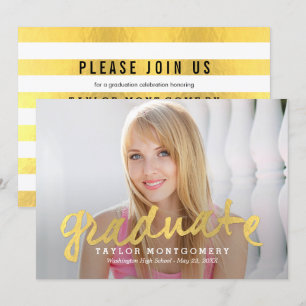 Proudly Brushed Graduation Announcement - Gold