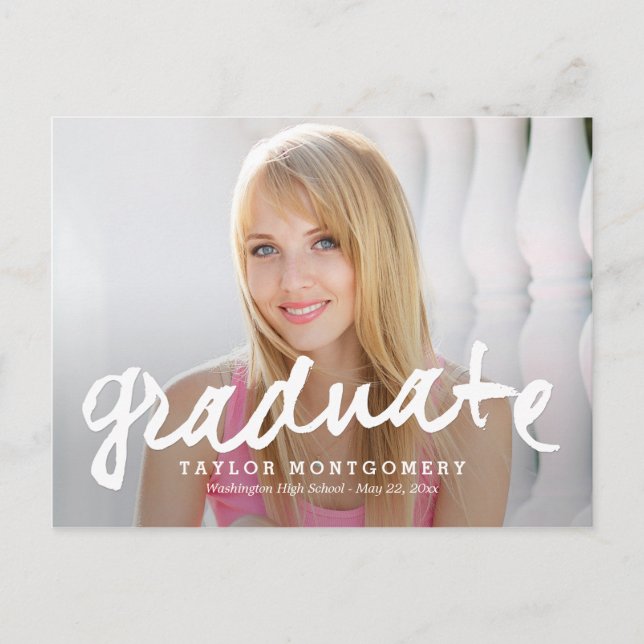 Proudly Brushed Graduation Announcement/Invitation Invitation Postcard (Front)