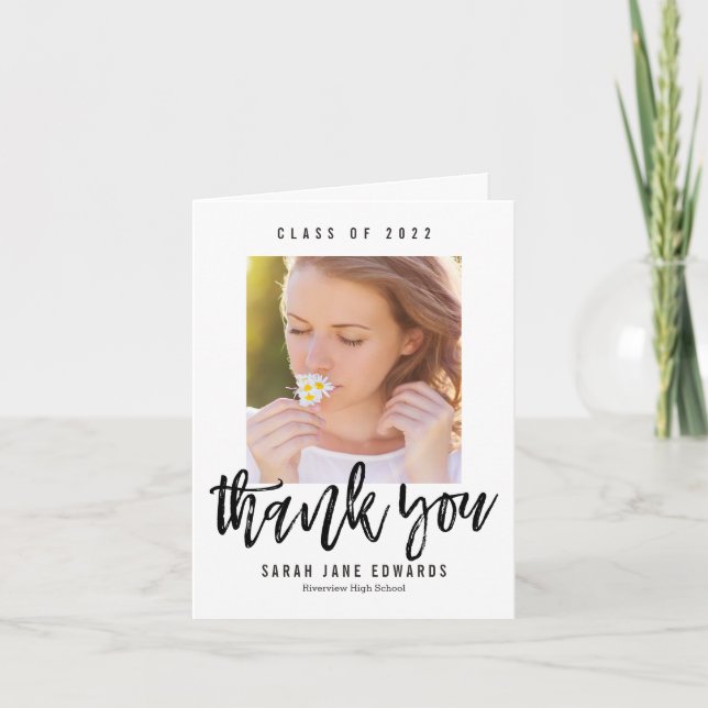 Proudly Brushed Graduation Thank You Card (Front)