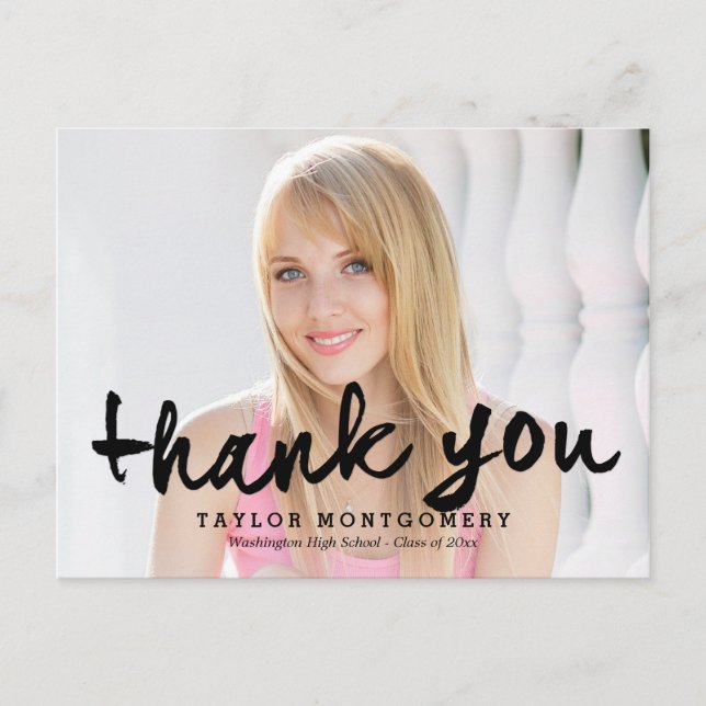 Proudly Brushed Graduation Thank You Postcard (Front)