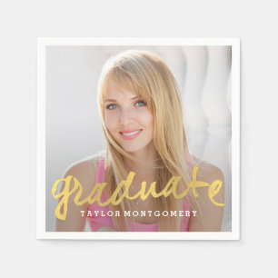 Proudly Brushed Photo Graduation Napkins