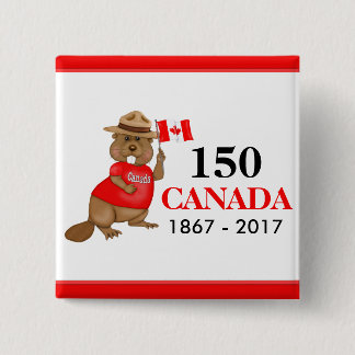 Proudly Canadian Beaver 150 Anniversary 15 Cm Square Badge