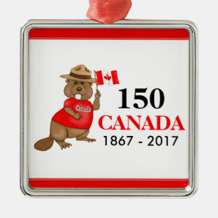 Proudly Canadian Beaver 150 Anniversary Metal Tree Decoration