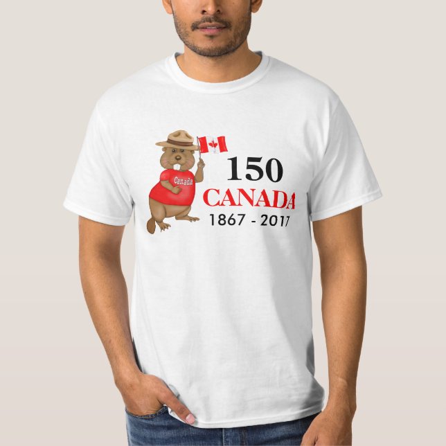 Proudly Canadian Beaver 150 Anniversary T-Shirt (Front)