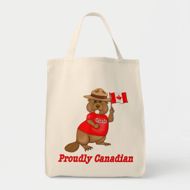 Proudly Canadian Beaver Tote Bag (Front)