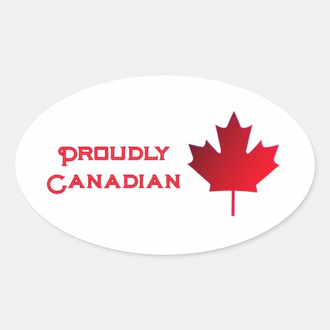 Proudly Canadian Patch Oval Sticker (Front)