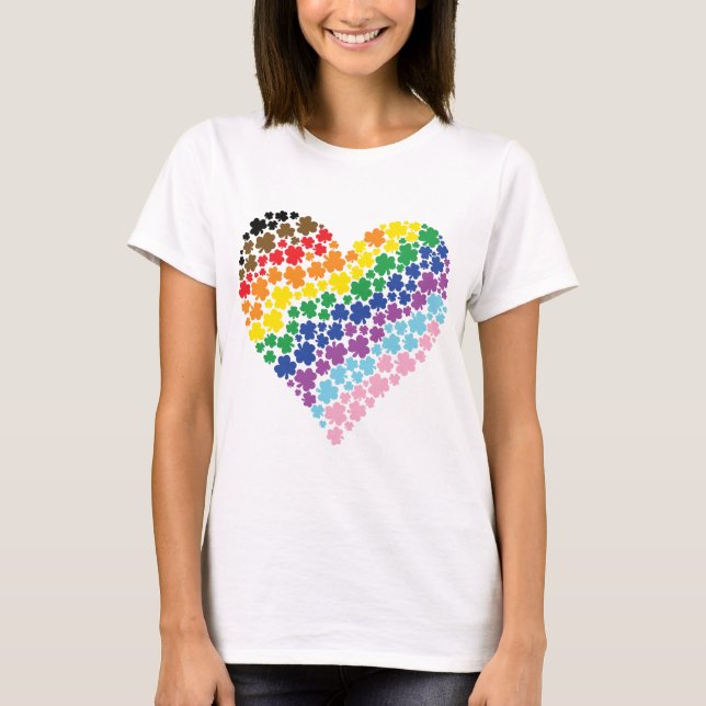 Proudly Irish Rainbow Shamrock Heart T-Shirt (Front)
