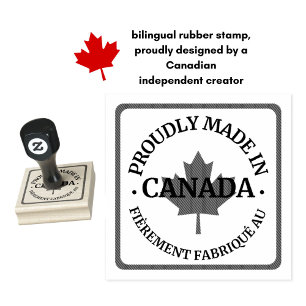 Proudly Made in Canada Bilingual English French Rubber Stamp