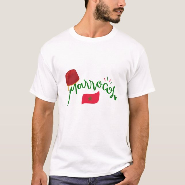 Proudly Moroccan: Timeless Flag Design T-Shirt (Front)