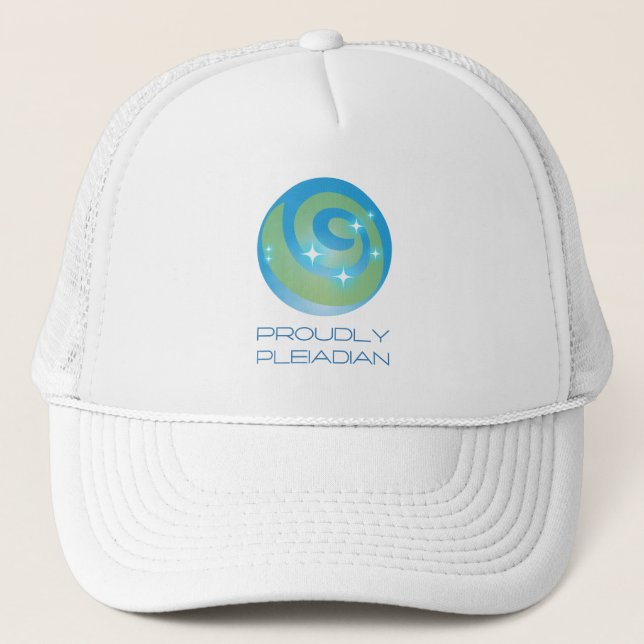 Proudly Pleiadian Trucker Hat | Galactic Mesh Cap (Front)