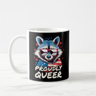 Proudly Queer Racoon Demiual Flag Sunglasses Coffee Mug