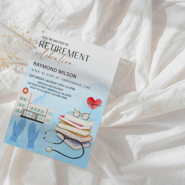 Proudly Retired Physician-Medical Retirement Party Invitation (Creator Uploaded)