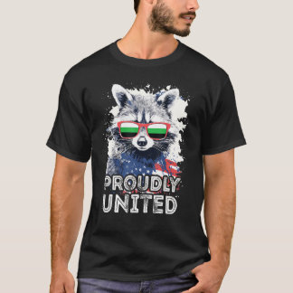 Proudly United  Racoon Neutrois Sunglasses Flag T-Shirt