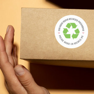 proudly using recycled packaging shipping eco classic round sticker