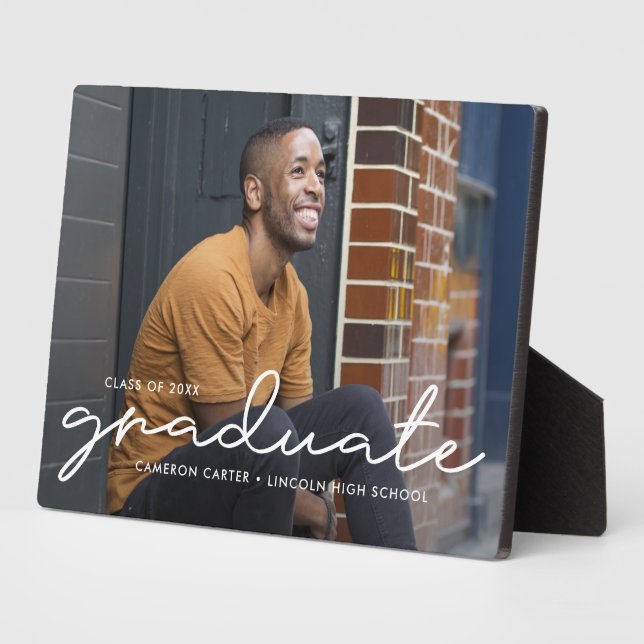 Proudly Written EDITABLE COLOR Graduation Plaque (Side)