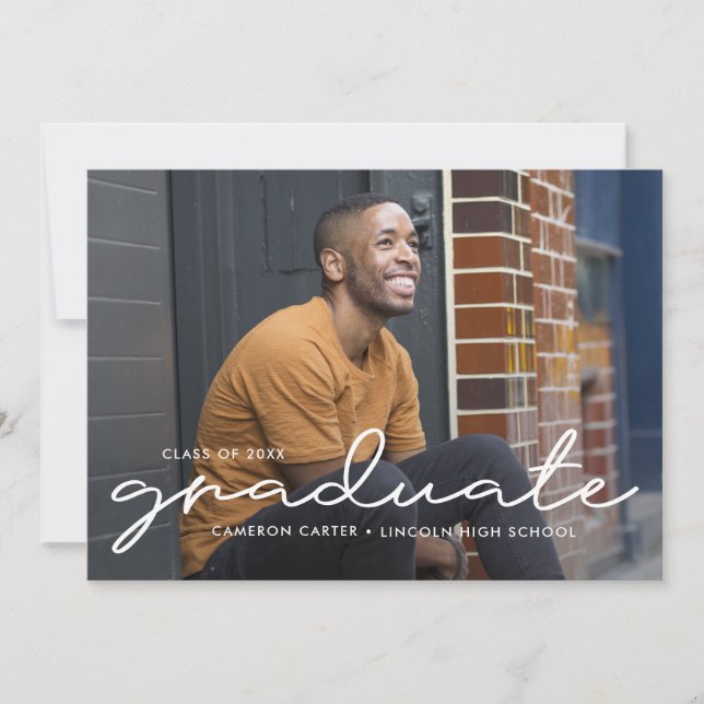 Proudly Written Editable Colour Graduation Invitation (Front)