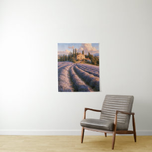 Provencal Lavender Fields and Countryside Villa Tapestry
