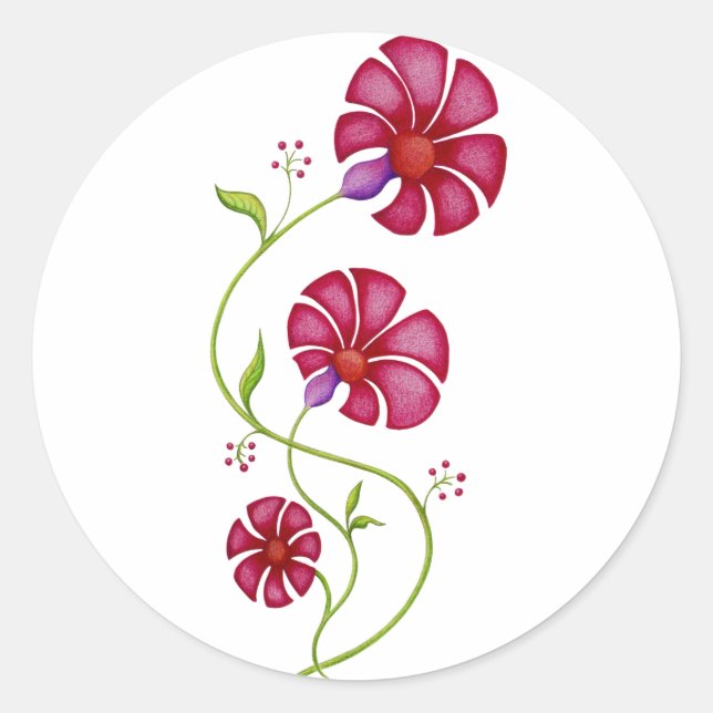 Provencal Red Flowers Sticker (Front)