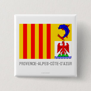Provence-Alpes-Côte-d'Azur flag with name 15 Cm Square Badge