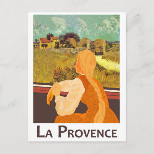 Provence Countryside through the Window Train Postcard