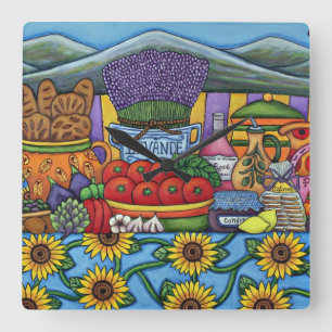 Provence Delights Square Wall Clock, Lisa Lorenz Clock